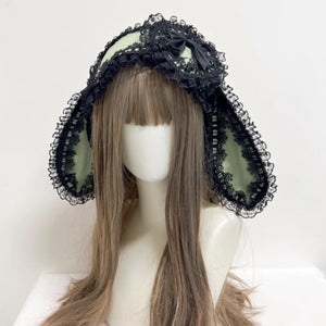 Cute Rabbit Bow Lop Kawaii Lolita Headband Girl Fashion Headdress Black Red Pink Blue Lovely Headwear Cosplay Accessory