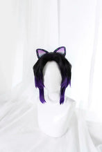 Load image into Gallery viewer, UWOWO Shinobuu Cosplay Wig 23cm Short Black Purple Gradient Hair
