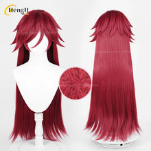 Load image into Gallery viewer, In Stock Anime Grell Sutcliff Synthetic Hair Unisex 90cm Rose Red Wig Heat Resistant Hair Halloween Cosplay Anime Wigs + Wig Cap
