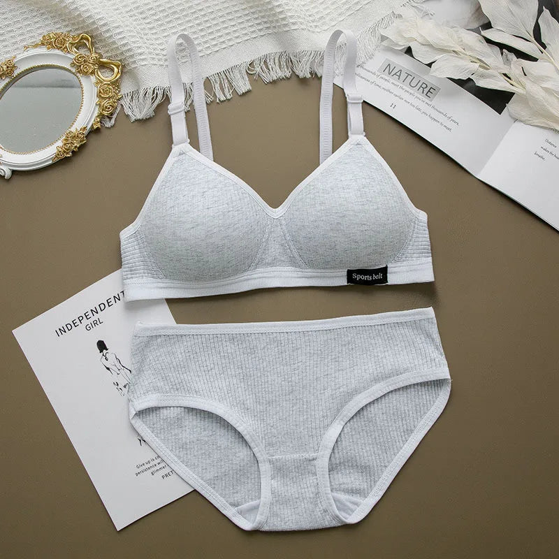 2PCS/Set Women Seamless Bra Panties Set Sexy Stretch Sport Bra Thong Briefs Style Panty Bralette Crop Top Intimates Lingerie Set