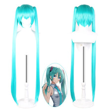 Load image into Gallery viewer, Hair Miku Cosplay Wig Long Heat Resistant Synthetic Hair Clip Ponytails Wigs + Wig Cap
