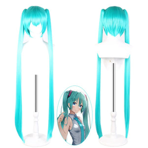 Hair Miku Cosplay Wig Long Heat Resistant Synthetic Hair Clip Ponytails Wigs + Wig Cap