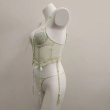 Load image into Gallery viewer, Sexy Brassiere Vest Women's Underwear Summer New Fishbone Lace Strap Design Embroideries Premium Bra and Panty Lingerie Set
