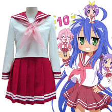 Load image into Gallery viewer, Anime Luckystar Izumi Konata Cosplay Costume Japan South Korea School Uniform Red Skirt Shirt Wig Woman Sexy Carnival Suit
