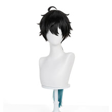 Load image into Gallery viewer, UWOWO Dan Heng Wig Game Honkai Star Rail Dan Heng • Permansor Terrae Cosplay Wig Long Hair Black and Green  Halloween Wig
