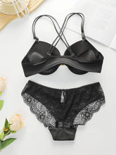 Load image into Gallery viewer, Women&#39;s Front Button Back Cross Strap Bra Set Gathering Push Ups Solid Color Lace Sexy Daily Comfort Casual Underwear Set A2159
