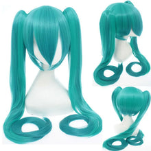 Load image into Gallery viewer, 120CM Long Synthetic Hair Clips 2 Ponytails Lolita Green Pink Heat Resistant Party Wigs Synthetic Hair Hatsune Miku Wig Cosplay
