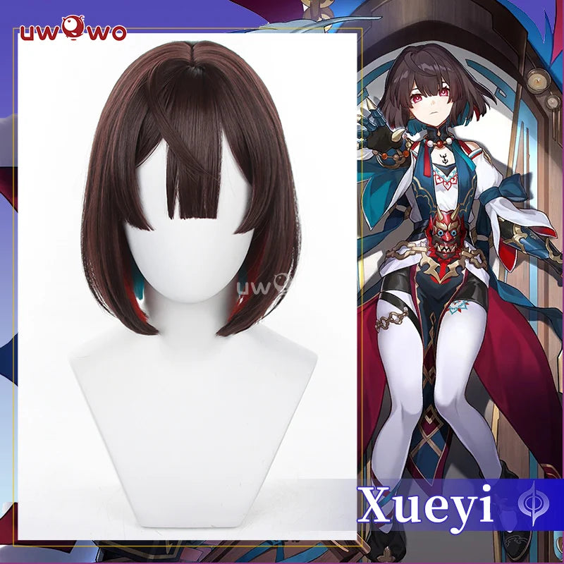 IN STOCK UWOWO Honkai Star Rail Cosplay Xueyi Wig Short Brown Hair Heat Resistant For Women Halloween Cosplay Wear