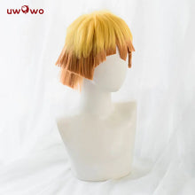 Load image into Gallery viewer, UWOWO Zenitsuu Cosplay Wig 25cm Short Yellow Orange Gradient Demonn Slaying Hair
