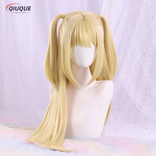 Load image into Gallery viewer, Anime MisaMisa Cosplay Wig Misa Amane Long Blond Double Tails Heat Resistant Hair Hallowen Party Wigs + Wig Cap
