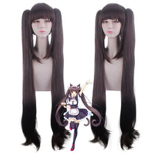 Load image into Gallery viewer, Anime Nekopara Cosplay Vanilla Chocola Cosplay Wig Long Pink/Brown Hair Nekopara Cosplay Chocola/Vanilla Wig Christmas Party Wig
