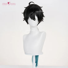 Load image into Gallery viewer, UWOWO Dan Heng Wig Game Honkai Star Rail Dan Heng • Permansor Terrae Cosplay Wig Long Hair Black and Green  Halloween Wig
