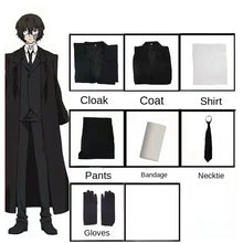 Load image into Gallery viewer, Dazai Osamu Cosplay Costume Bungo Stray Dogs Man and Woman Trench Coat Black Uniform Suits Unisex Wig Accessories
