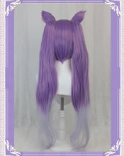 Load image into Gallery viewer, IN STOCK UWOWO Game Genshin Impact Keqing Cosplay Wig Driving Thunder Yuheng of the Liyue Qixing 80cm Purple Gray Gradient Hair
