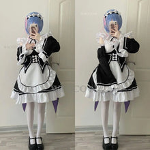 Load image into Gallery viewer, Anime Ram Rem Lolita Maid Cosplay Costumes Vestido Re:zero Kara Hajimeru Isekai Seikatsu Halloween Costumes for Women Loli Dress
