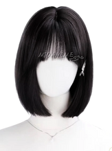 Load image into Gallery viewer, Sua Cosplay Costume Wig Anime Alien Stage Cosplay Costume Microphone White Dress Earrings Short Black Wig Sua Cosplay Clothing
