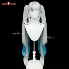 Load image into Gallery viewer, UWOWO Jinhsi Wig Game Wuthering Waves WuwWa Jinhsi  Cosplay Wig With Tonytail Long Hair Gray and Blue Hair
