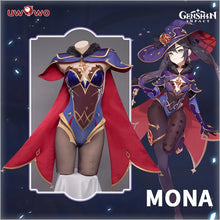 Load image into Gallery viewer, IN STOCK UWOWO Game Genshin Impact Mona Megistus Astral Reflection Cosplay Costume Enigmatic Astrologer Halloween Costume
