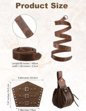 Load image into Gallery viewer, 6 Pcs Men&#39;s Halloween Renaissance Costume Set Medieval Vest Shirt Ankle Banded Pants Viking Belt Armband Pouch
