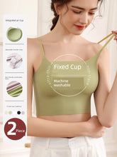 Load image into Gallery viewer, Beauty Back Underwear Women&#39;s Sling Vest with Chest Pad Integrated Fixed Cup Thin Summer Tube Top Outerwear White Bra
