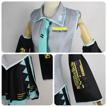 Load image into Gallery viewer, Anime Miku Cosplay Full Set Silver Grey Suit Miku Cosplay Headwear Costume Outfit JK uniform Cosplay Clothes Wig Halloween
