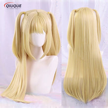 Load image into Gallery viewer, Anime MisaMisa Cosplay Wig Misa Amane Long Blond Double Tails Heat Resistant Hair Hallowen Party Wigs + Wig Cap
