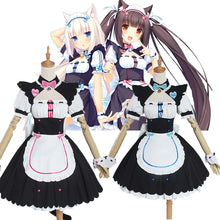 Load image into Gallery viewer, NEKOPARA Cosplay Chocola Vanilla Cosplay Maid Dress  Women Girls Full Set  Cute Lolita Halloween Party Outfits with Wig
