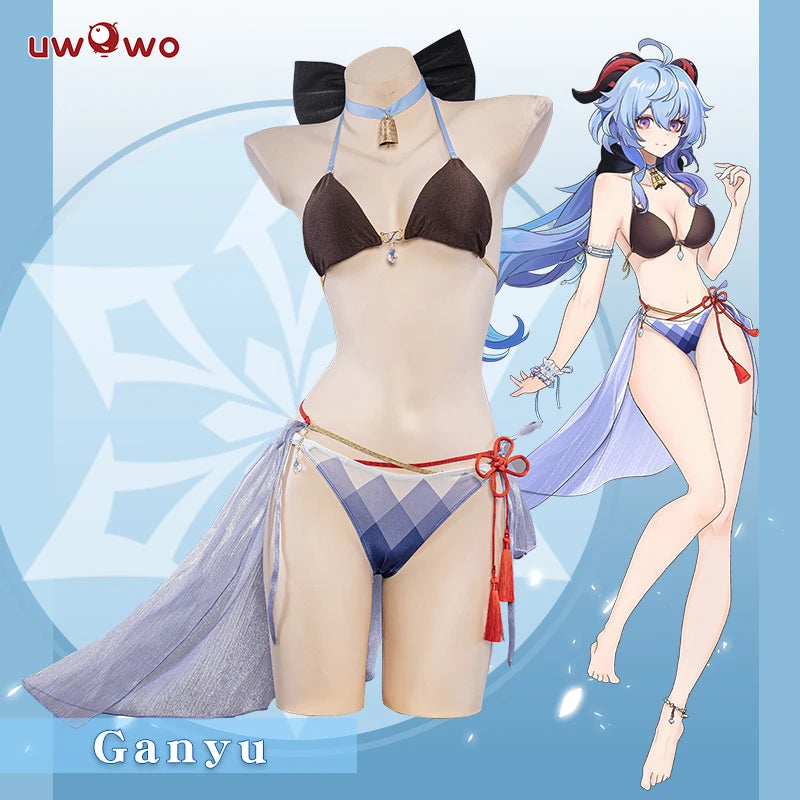 LAST BATCH UWOWO Ganyu Cosplay Swimsuit Exclusive Game Genshin Impact Fanart Ganyu Costume Swimming Bra Panties Full Halloween