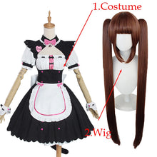 Load image into Gallery viewer, NEKOPARA Cosplay Chocola Vanilla Cosplay Maid Dress  Women Girls Full Set  Cute Lolita Halloween Party Outfits with Wig

