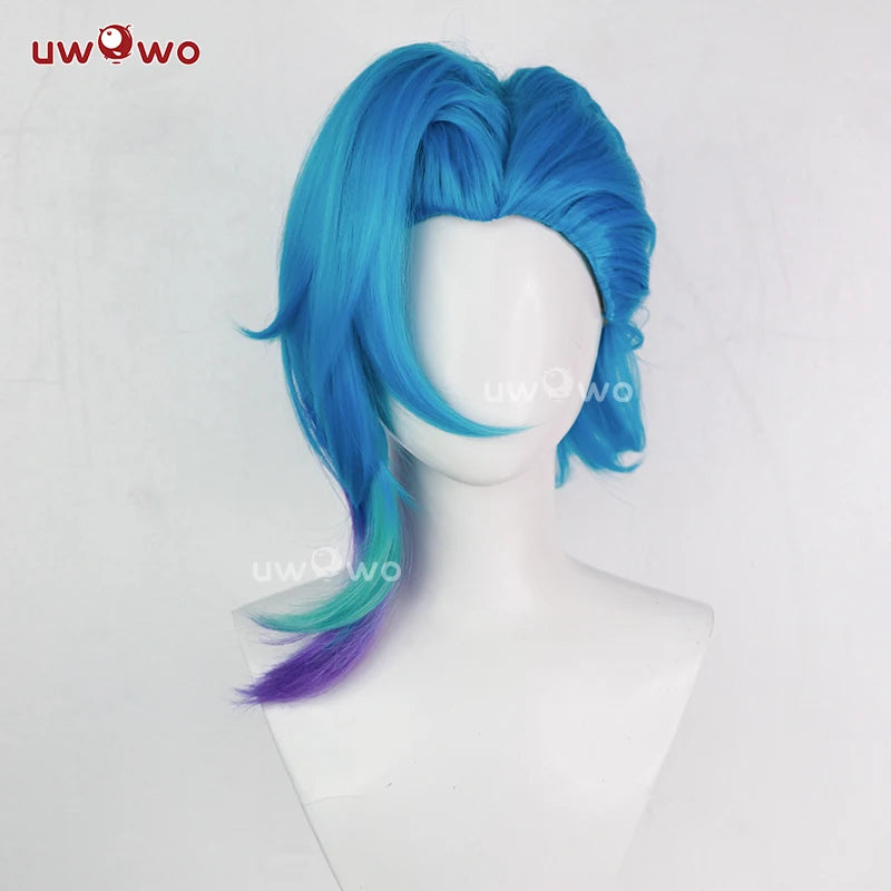 UWOWO Jinx Wig Game LOL: Arcane2 Fractured Jinx Cosplay Costume Wig Long Lace Wig Blue Hair Heat Resistant