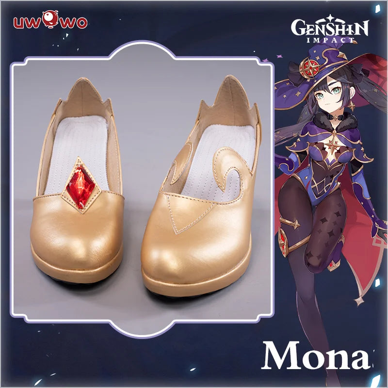 UWOWO Game Genshin Impact Mona Shoes Cosplay Shoes Megistus Cosplay Astral Reflection Cosplay Boots
