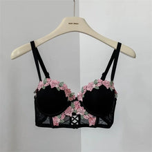 Load image into Gallery viewer, Black Mesh Embroidery Lingerie Set for Women Sexy Seamless Bras and Panty Set 2 Piece No Wire Bralette Mujer Lenceria Para Damas
