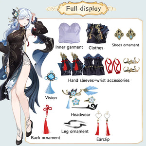 Frostflower Dew Shenhe Cosplay Costume Genshin Impact Adult Uniform Wig Anime Halloween Costumes Women Game Character Outfit