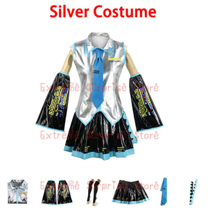 European Size Optimized Version Miku Cosplay Costume Full Set Mikuo Cosplay Dress Uniform  Headwear Props Miku Cosplay Suits