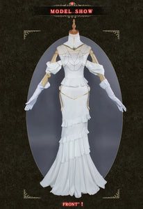IN STOCK UWOWO Anime Albedo Cosplay Costume Halloween Christmas Costume Cos Women White Dress Albedoo Cosplay