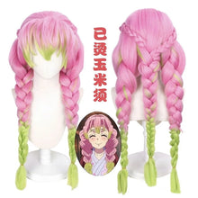 Load image into Gallery viewer, Demon Slayer Kanroji Mitsuri Cosplay Wig Ombre Pink Corn Perm Plait Synthetic Long Braided Wig Anime Coser Cute Girl Wig Party
