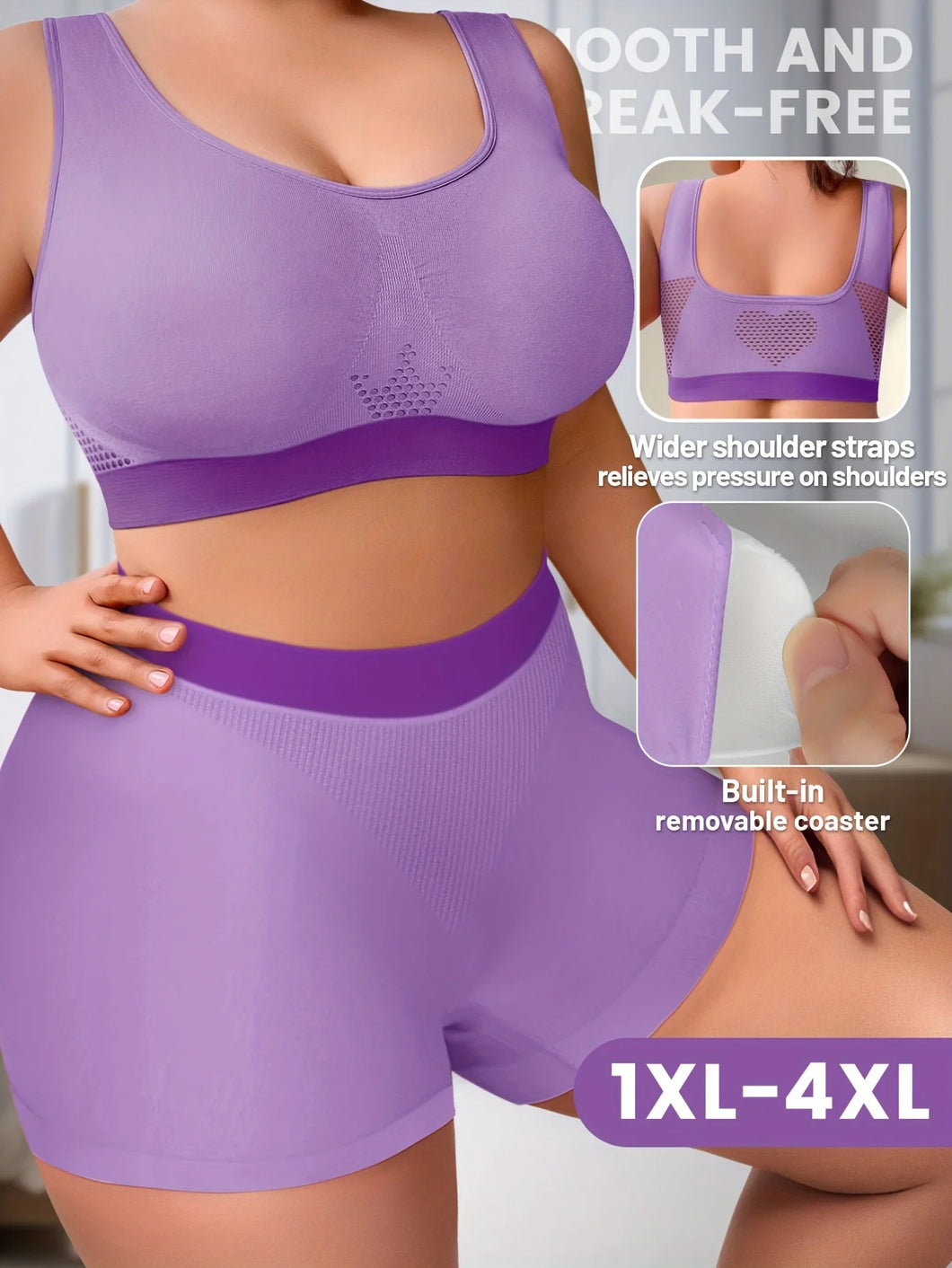 1sET Women's lingerie set  Plus Size Bralette Seamless Bra Comfortable Breathable Sports Bra Stretch Fabric Boxers