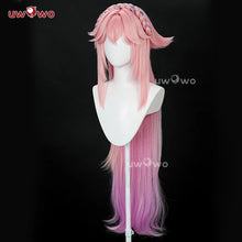 Load image into Gallery viewer, UWOWO Yae Miko Cosplay Wig Genshin Impact Fanart Yae Miko Illustration Hair 100cm Pink Long Hair Halloween Cosplay Wig
