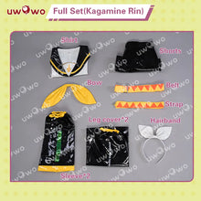 Load image into Gallery viewer, In Stock UWOWO Kagaminee Rin/Len Cosplay with Ears Collab Series: Kagaminee Rin Len Cosplay Top Shorts Costumes Cosplay Outfit
