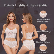 Load image into Gallery viewer, FKYBDSM Lingerie Set For Women Lace Bralettes and Panty Sets Cute Bra Crop Tops Strappy Babydoll Lingerie
