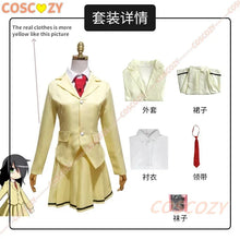 Load image into Gallery viewer, Anime WataMote Tomoko Kuroki Cosplay Costume Women Yellow Jk Skirt High School Convention Uniform Socks Tie Set
