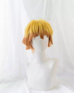 UWOWO Zenitsu Cosplay Wig Zenitsu 25cm Short Yellow Orange Gradient Short Hair