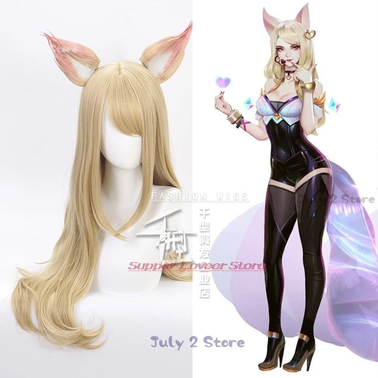 Game LOL Spirit Blossom Ahri Cosplay KDA Tight Costume Sexy Girls Anime Dress Jumpsuits Party Halloween Suits Wig Ears Fullset