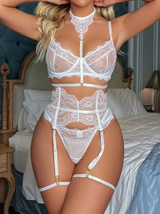 Erotic Push Up Underwire Bra Brief Set Bondage Sex Garters G-String Lingerie Set Ladies Underwear Sexy Costume Women's Intimates