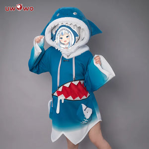 In Stock UWOWO Hololive Gawr Gura Cosplay Costume ENG Shark Costume with Hat Youtuber Girl BodyShark Anime Halloween Costumes