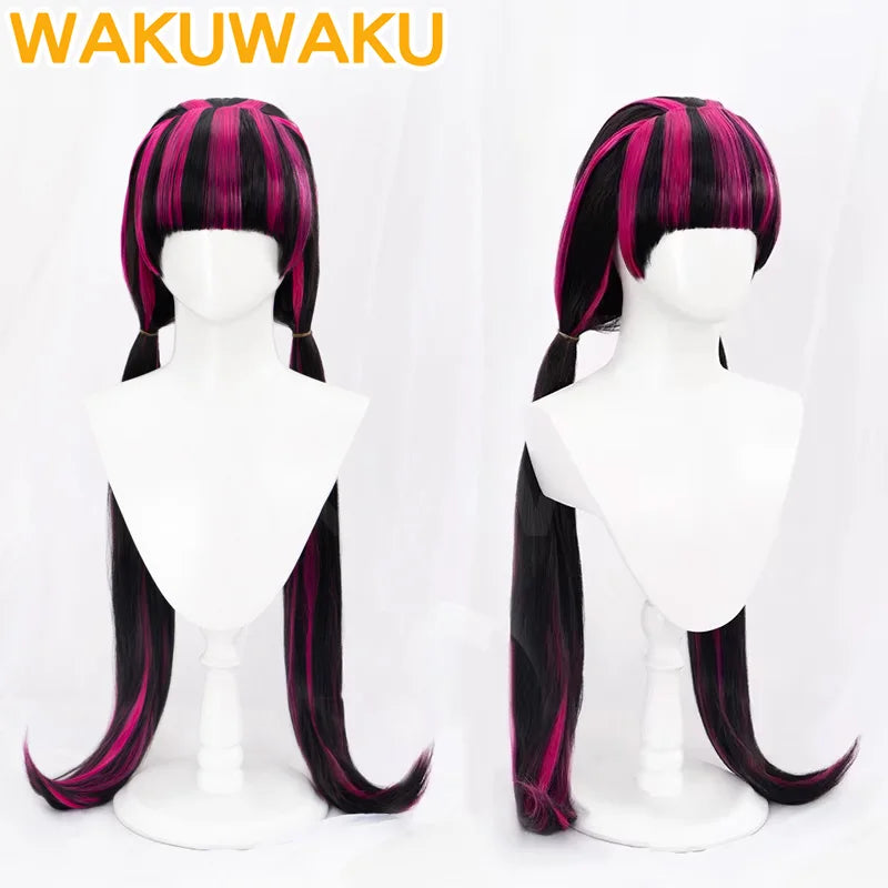 Draculaura Wig Anime Cosplay WakuWaku Women Cute Long Hair Draculaura Ula Cosplay Earrings Halloween Christmas
