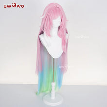 Load image into Gallery viewer, UWOWO Cyrene Wig Game Honkai Star Rail Cyrene Cosplay Wig Long Hair Pink and Blue and Green gradient Hair  Halloween Wig
