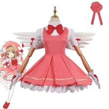 Load image into Gallery viewer, Anime Cardcaptor Sakura Card Captor Cosplay Kinomoto Sakura Cosplay Costume Wig Pink Lolita Dress Halloween Fancy Cos Party Suit

