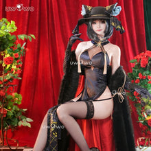 Load image into Gallery viewer, IN STOCK UWOWO Cheshiree Cosplay Game Azur Lanee Cheshiree Cait Sith Crooner Gown Cosplay Costume with shawl Halloween Costume
