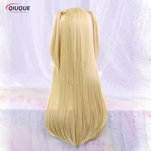 Load image into Gallery viewer, Anime MisaMisa Cosplay Wig Misa Amane Long Blond Double Tails Heat Resistant Hair Hallowen Party Wigs + Wig Cap
